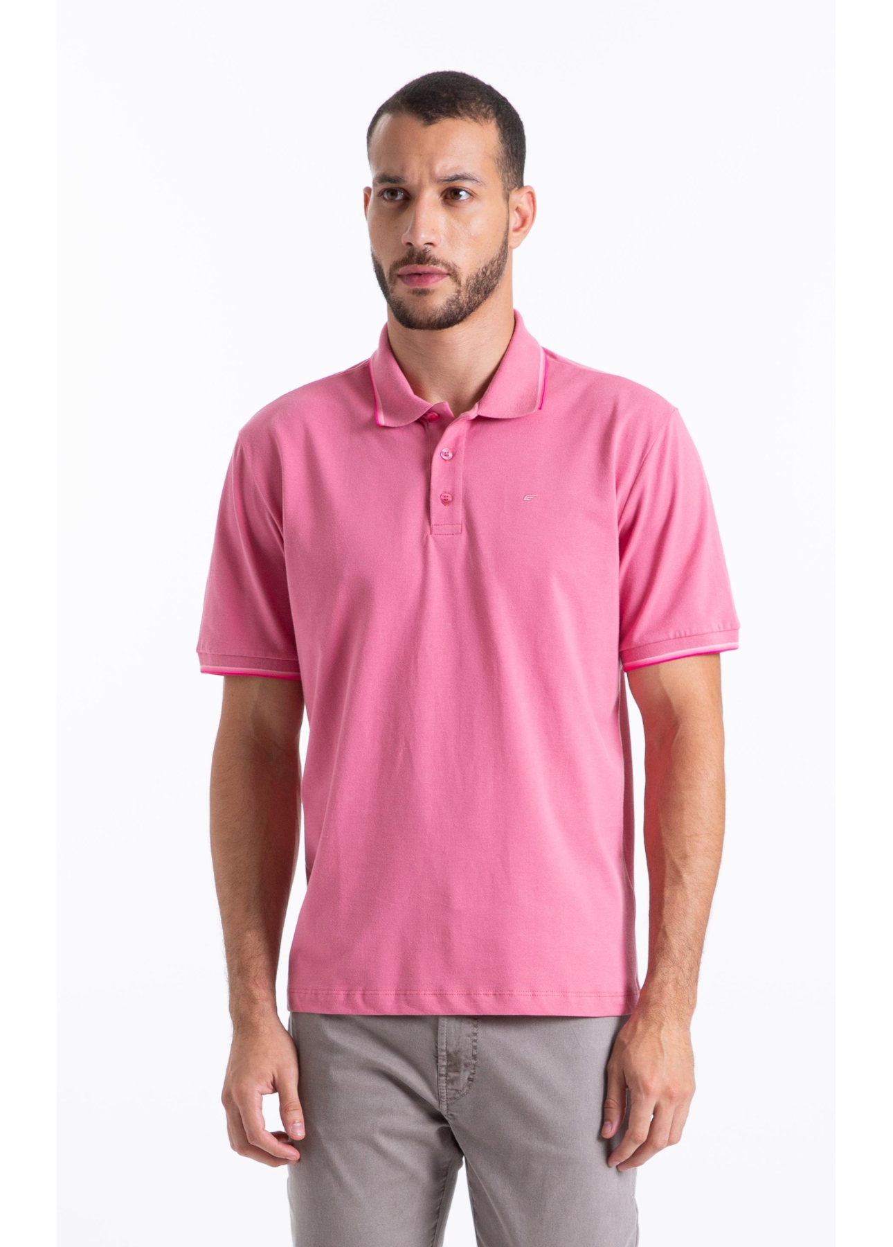 Polo Piquet Easa Friso Rosa Gum