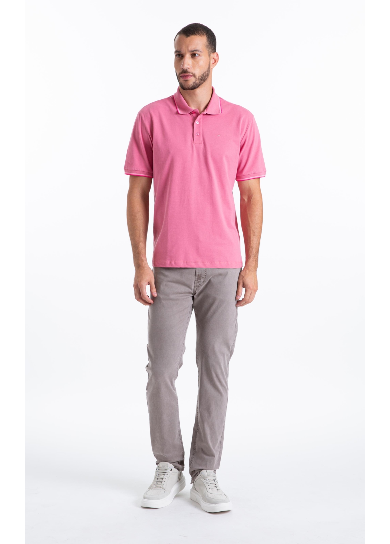 Polo Piquet Easa Friso Rosa Gum