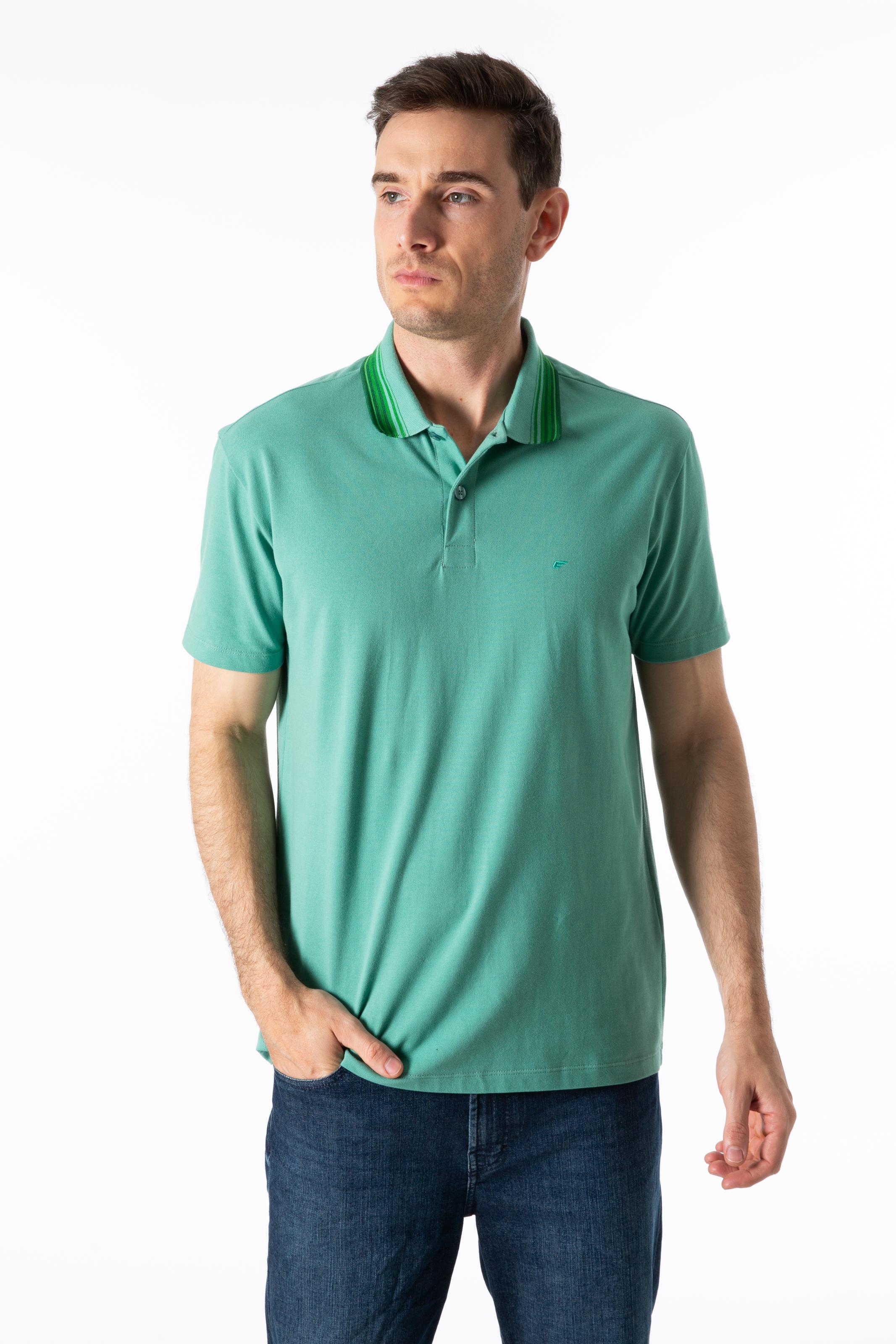 Polo Piquet Friso Triplo Classic Mc Verde Maca