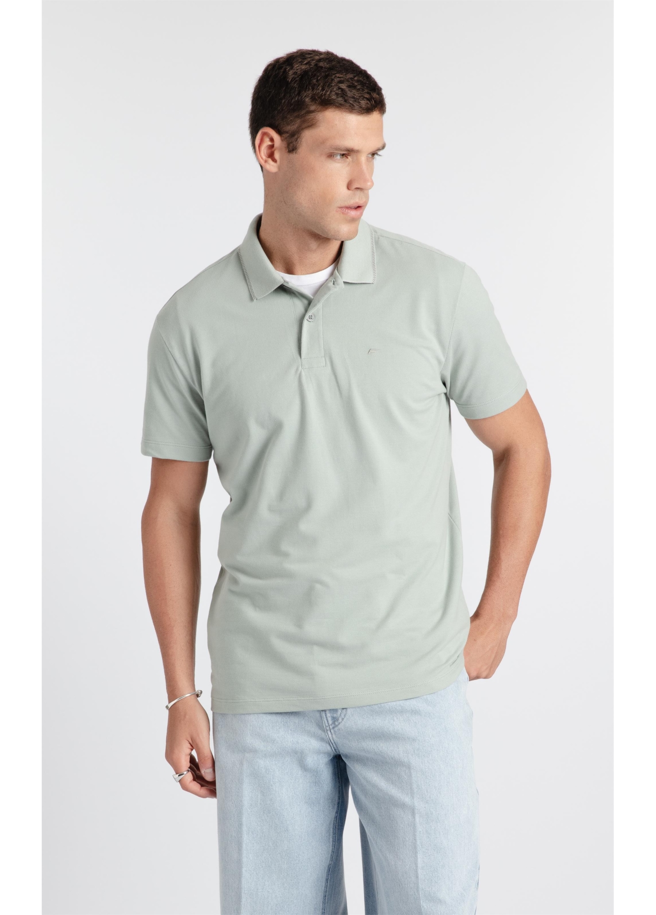 Polo Piquet Friso Verde Agua