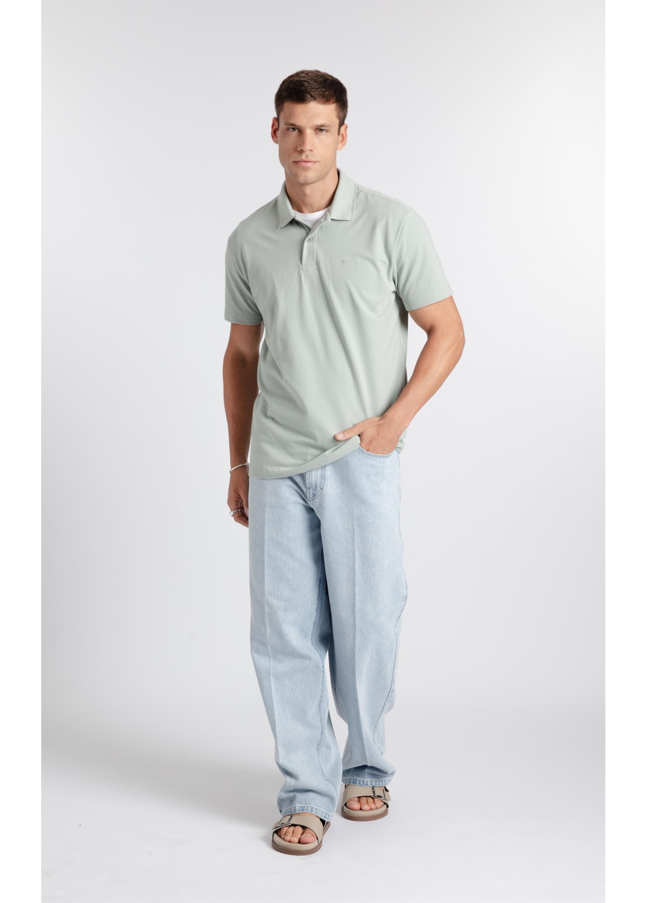 Polo Piquet Friso Verde Agua