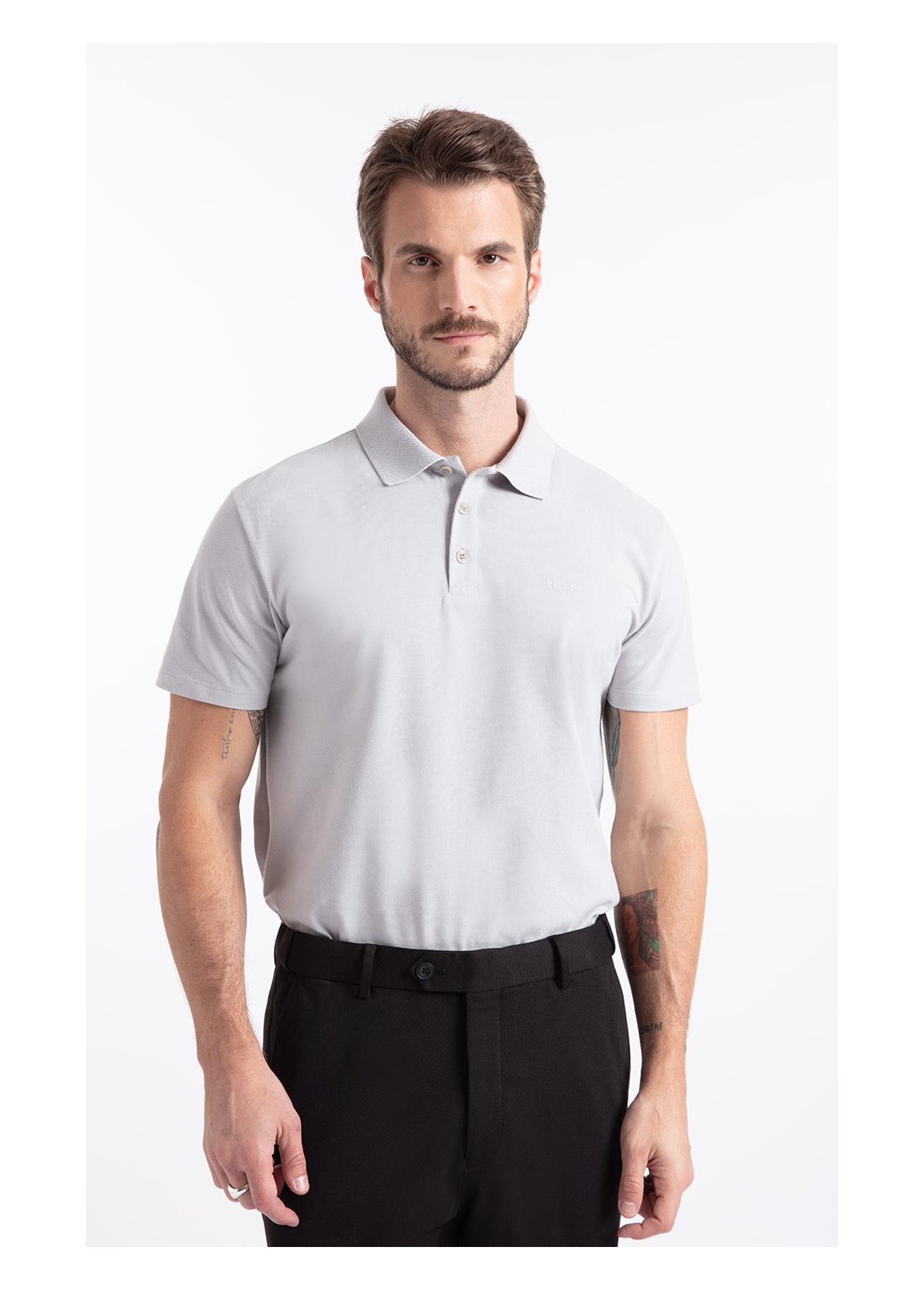 Polo  Piquet Jacquard Ellus Classic Prata