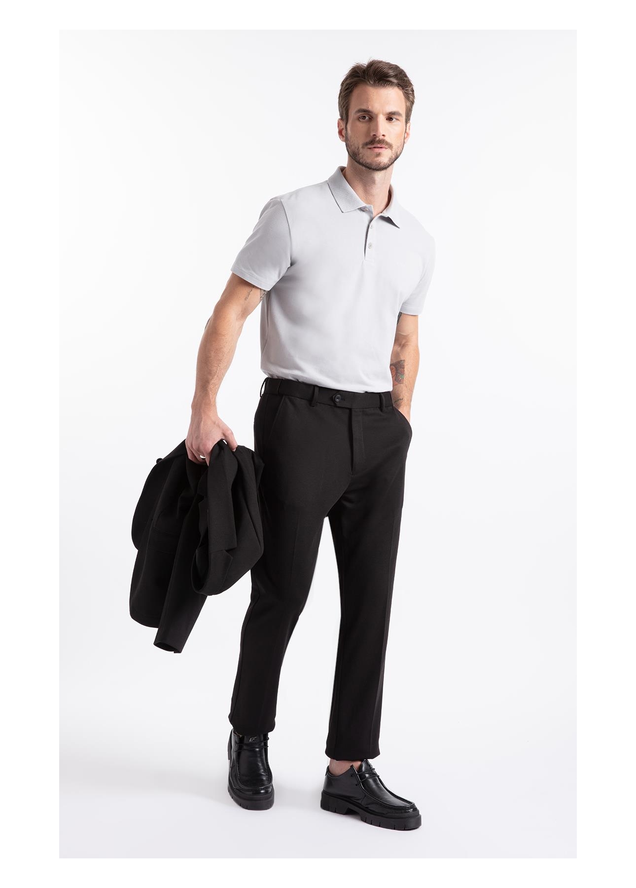 Polo  Piquet Jacquard Ellus Classic Prata