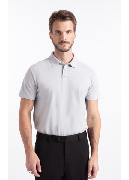 Polo  Piquet Jacquard Ellus Classic Prata