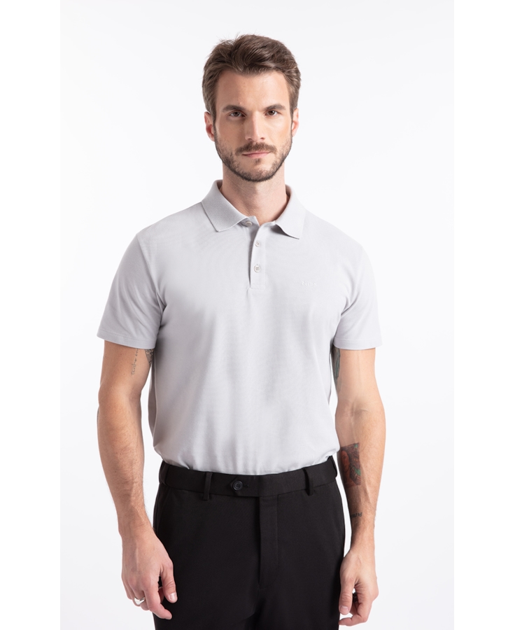 Polo  Piquet Jacquard Ellus Classic Prata