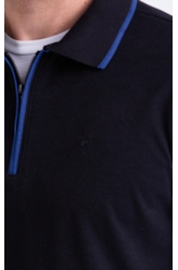 Polo Piquet Ly Zipper Stripes Easa Mc Preto