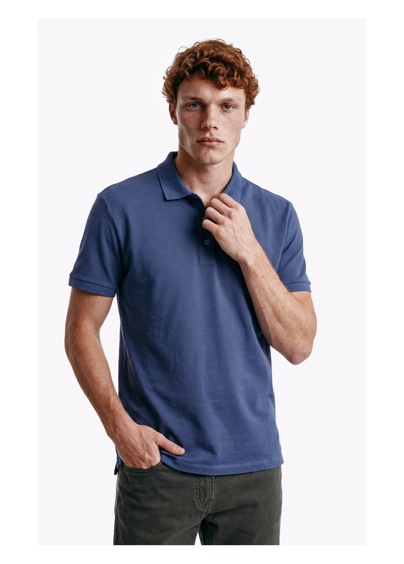 Polo Piquet Melange Easa Azul Jeans Mescla