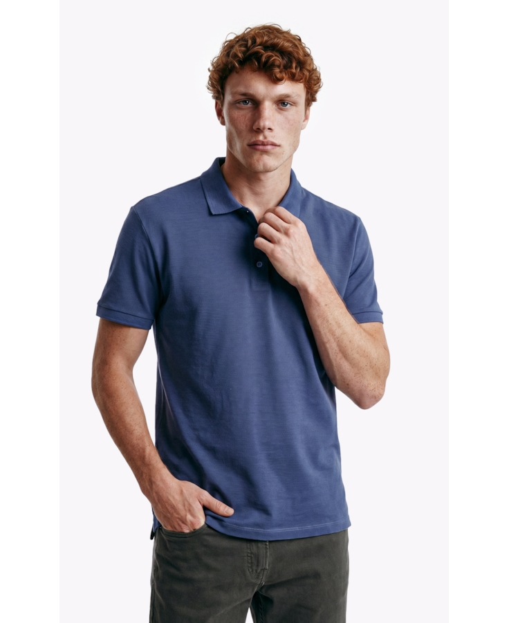 Polo Piquet Melange Easa Azul Jeans Mescla