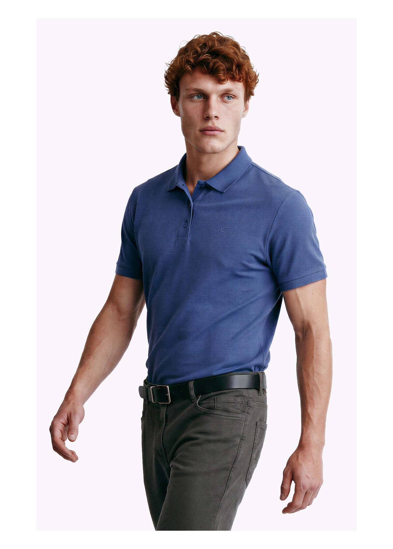 Polo Piquet Melange Easa Azul Jeans Mescla