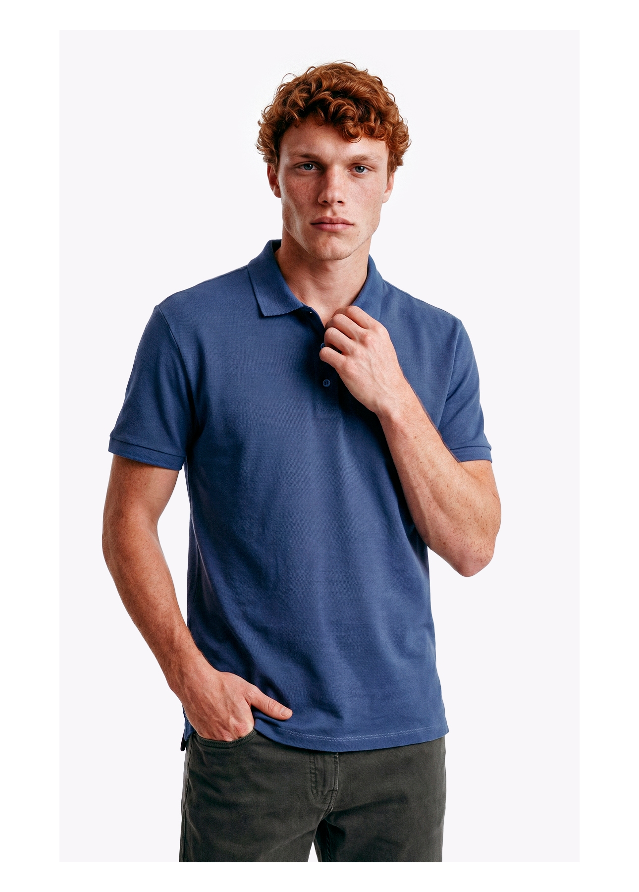 Polo Piquet Melange Easa Azul Jeans Mescla