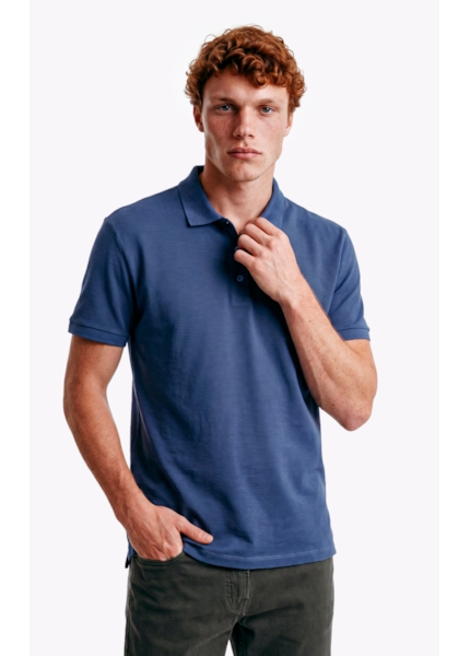 Polo Piquet Melange Easa Azul Jeans Mescla