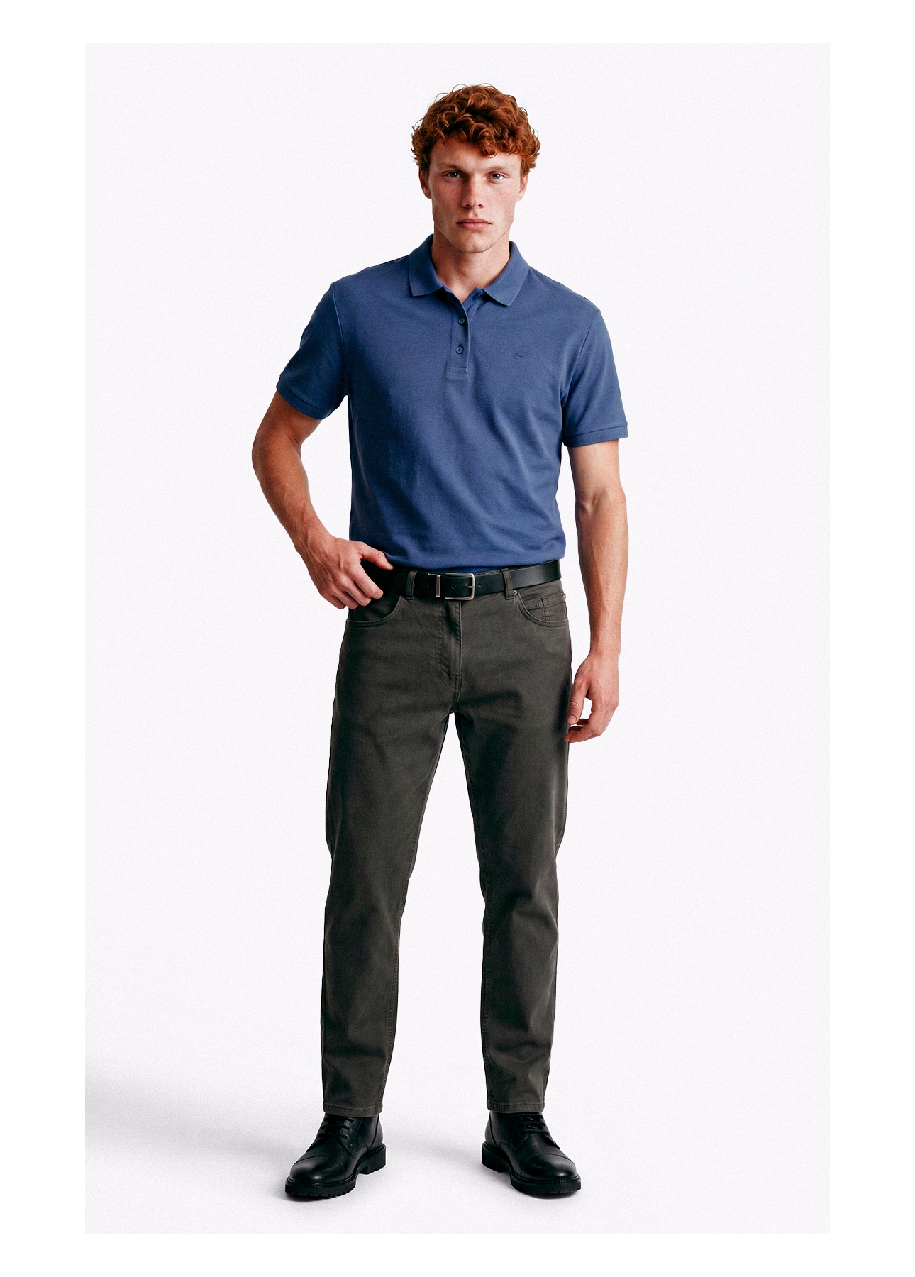 Polo Piquet Melange Easa Azul Jeans Mescla