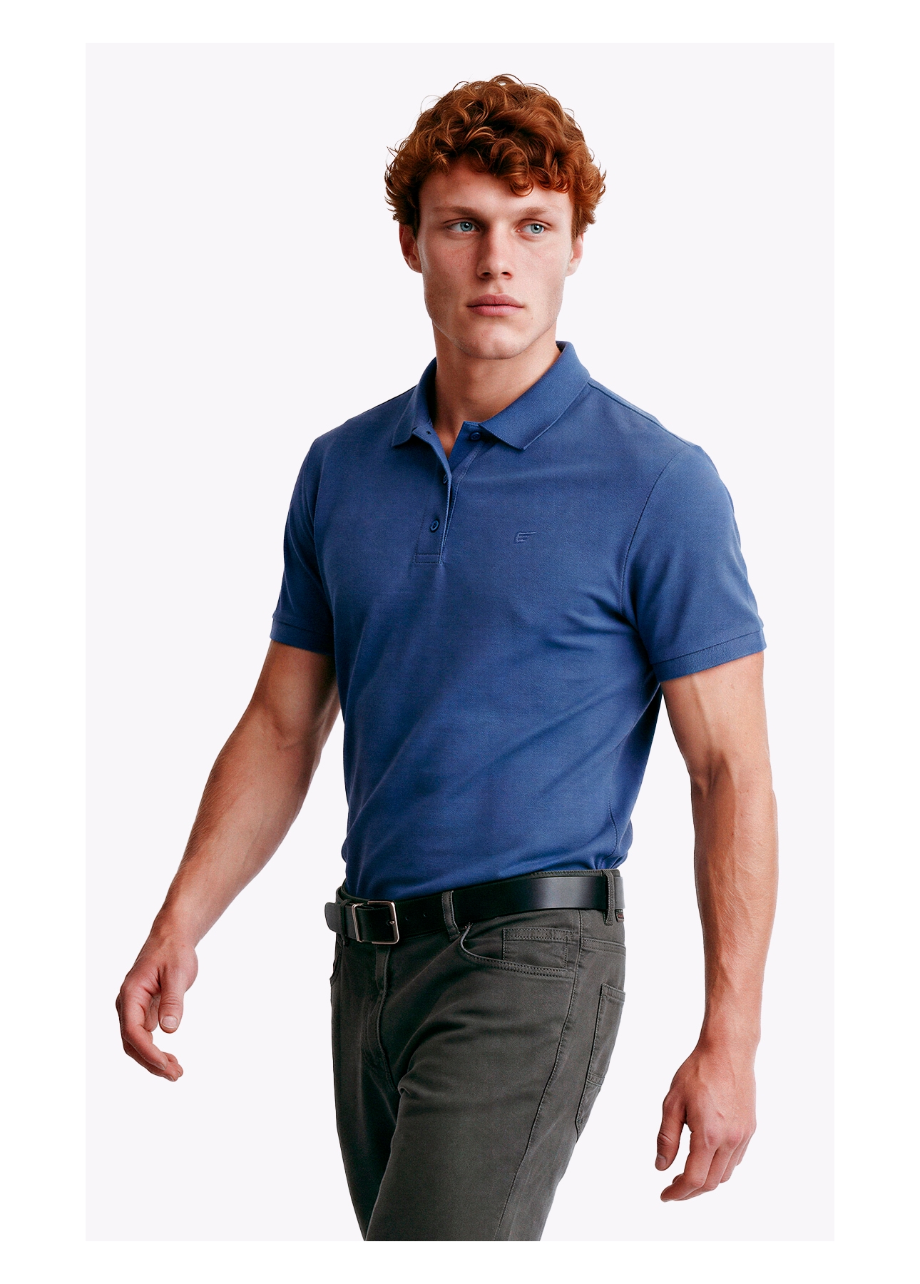 Polo Piquet Melange Easa Azul Jeans Mescla