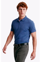 Polo Piquet Melange Easa Azul Jeans Mescla