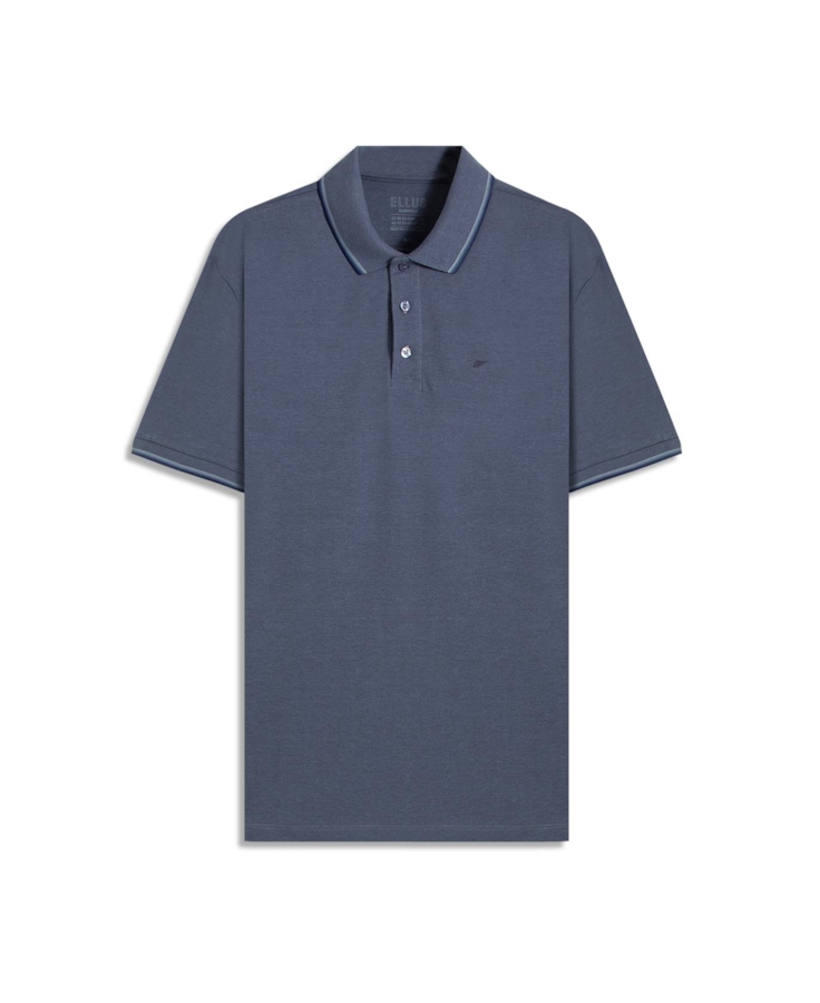 Polo Piquet Melange Easa Classic Azul Jeans Mescla