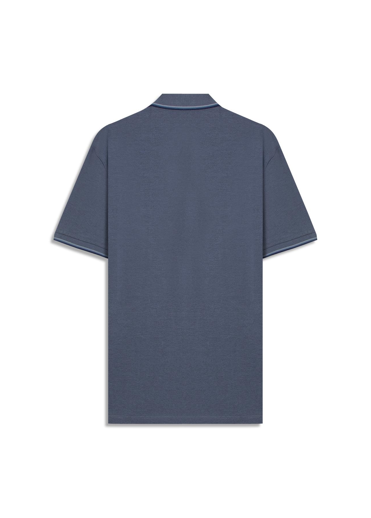 Polo Piquet Melange Easa Classic Azul Jeans Mescla