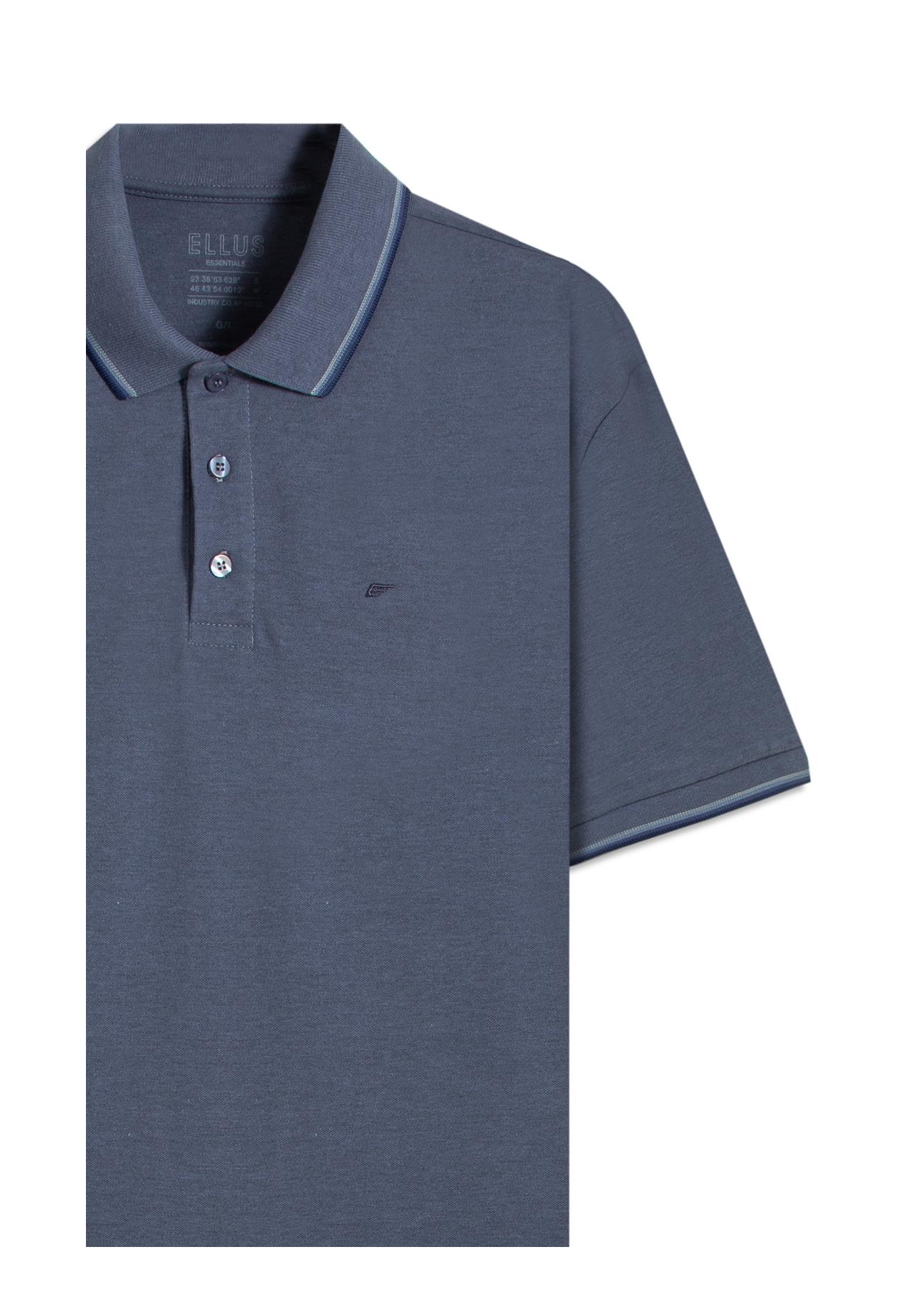 Polo Piquet Melange Easa Classic Azul Jeans Mescla