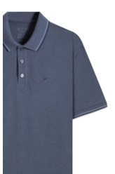 Polo Piquet Melange Easa Classic Azul Jeans Mescla