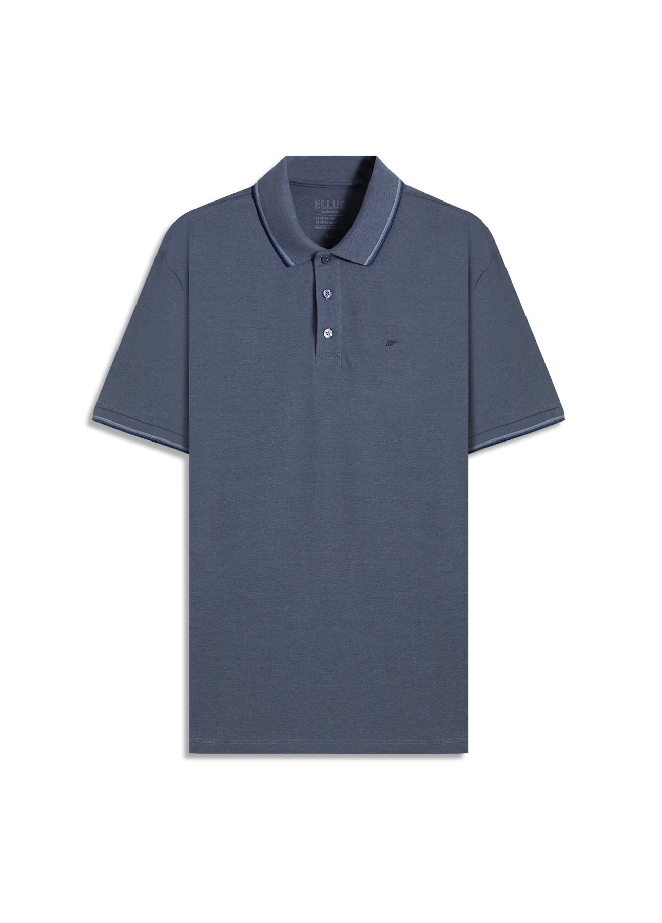 Polo Piquet Melange Easa Classic Azul Jeans Mescla