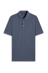 Polo Piquet Melange Easa Classic Azul Jeans Mescla