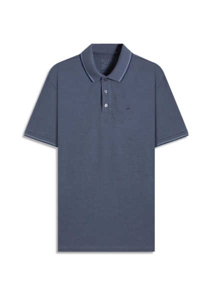 Polo Piquet Melange Easa Classic Azul Jeans Mescla