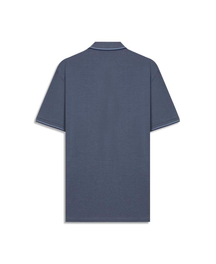 Polo Piquet Melange Easa Classic Azul Jeans Mescla