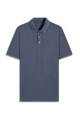 Polo Piquet Melange Easa Classic Azul Jeans Mescla