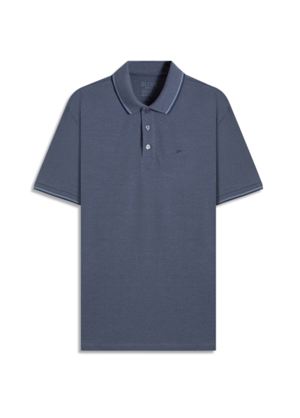 Polo Piquet Melange Easa Classic Azul Jeans Mescla