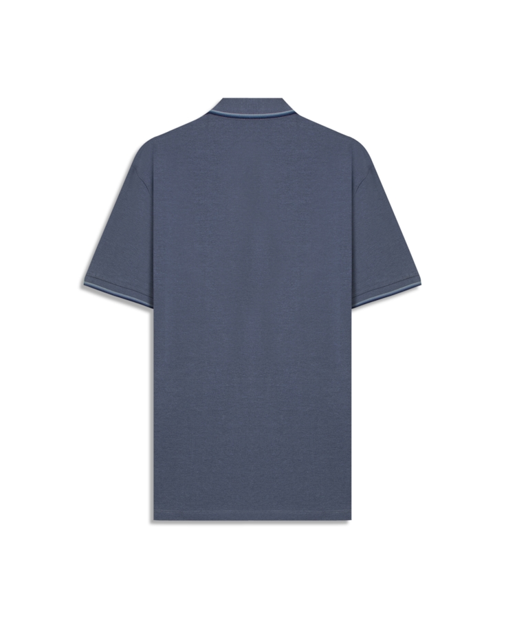 Polo Piquet Melange Easa Classic Azul Jeans Mescla