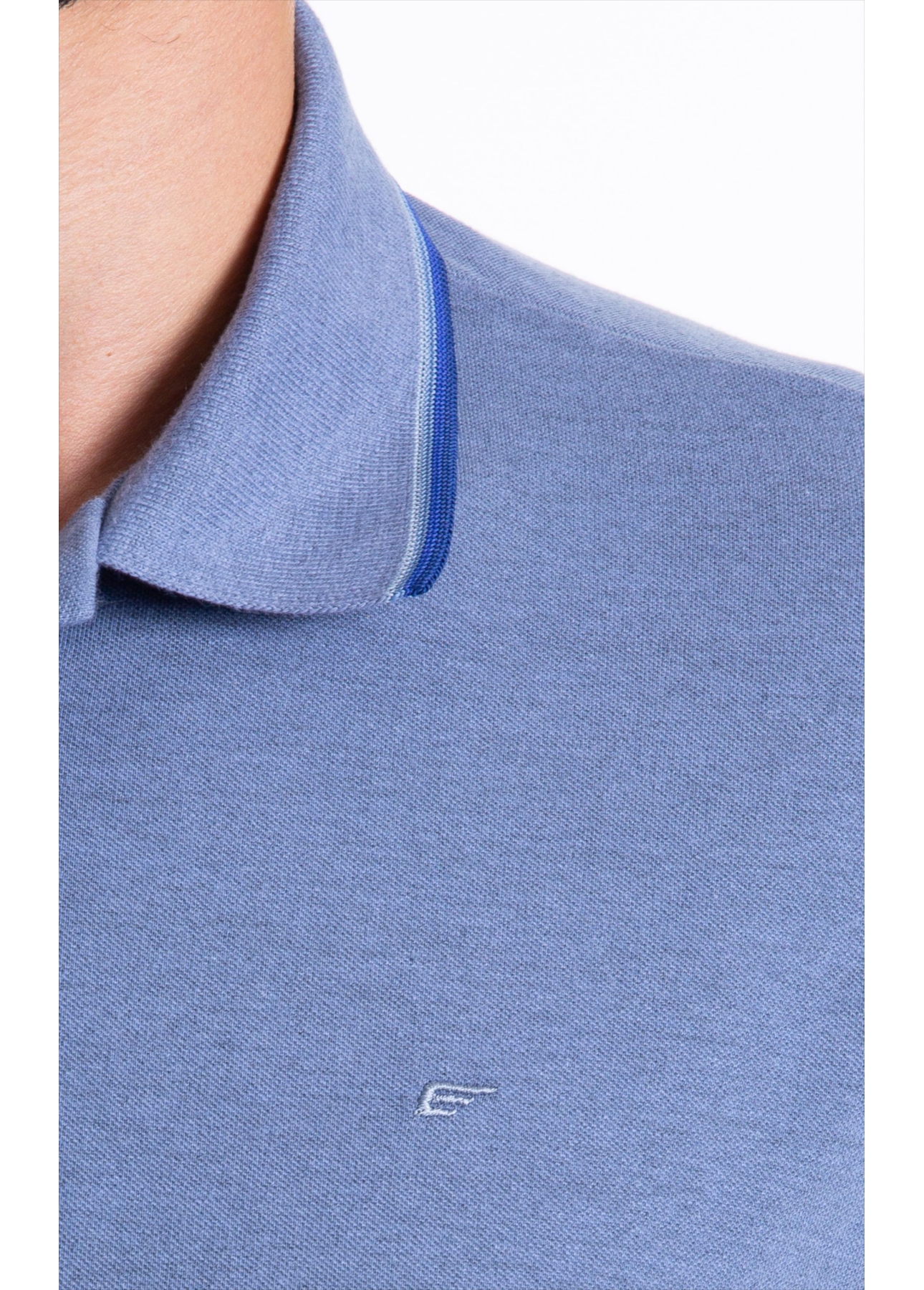Polo Piquet Melange Easa Classic Azul Pervante Mescla