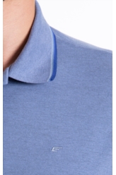 Polo Piquet Melange Easa Classic Azul Pervante Mescla