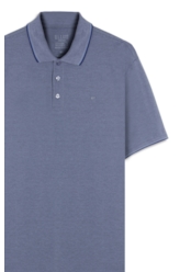 Polo Piquet Melange Easa Classic Azul Pervante Mescla