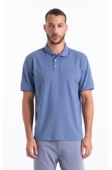 Polo Piquet Melange Easa Classic Azul Pervante Mescla