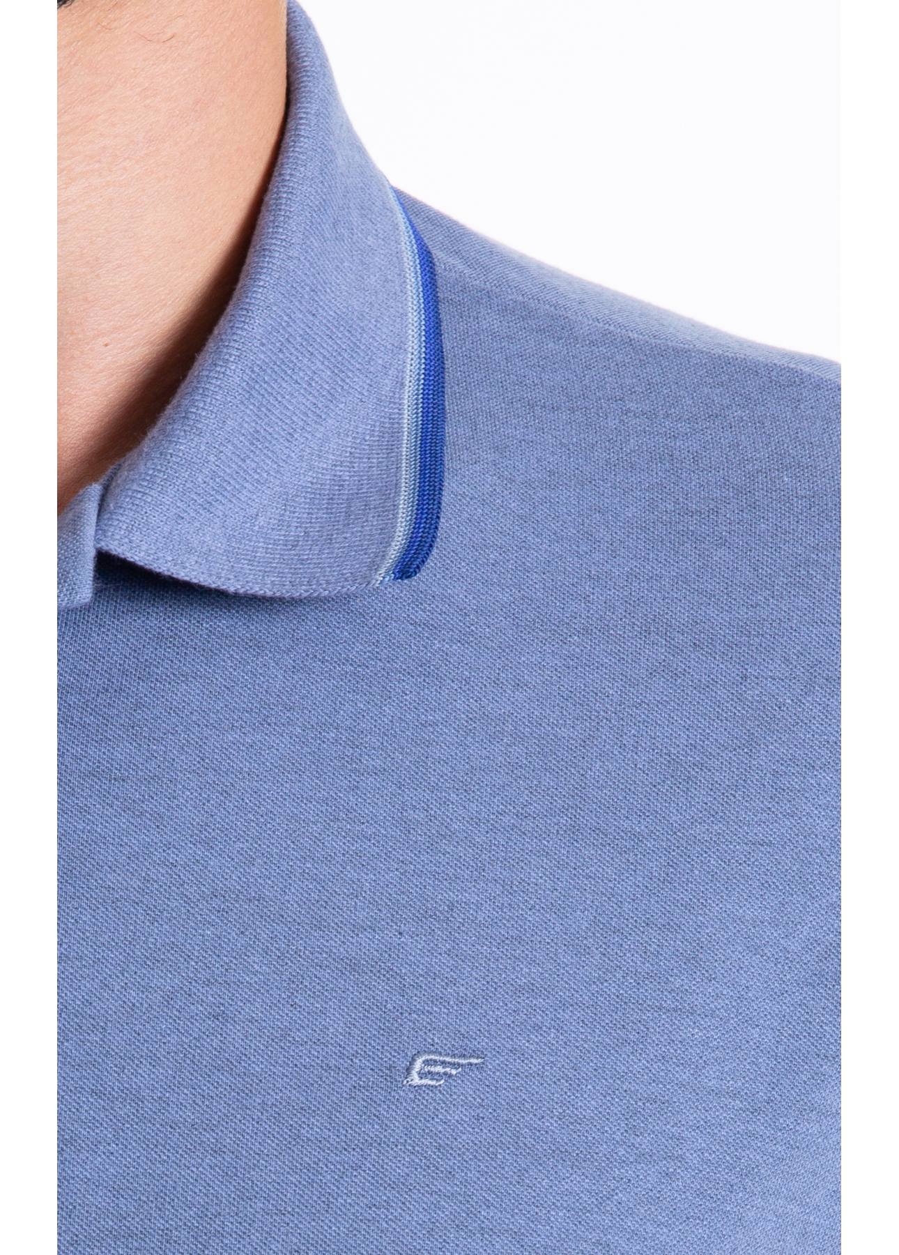 Polo Piquet Melange Easa Classic Azul Pervante Mescla