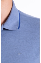 Polo Piquet Melange Easa Classic Azul Pervante Mescla