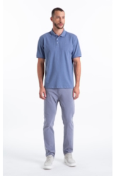 Polo Piquet Melange Easa Classic Azul Pervante Mescla