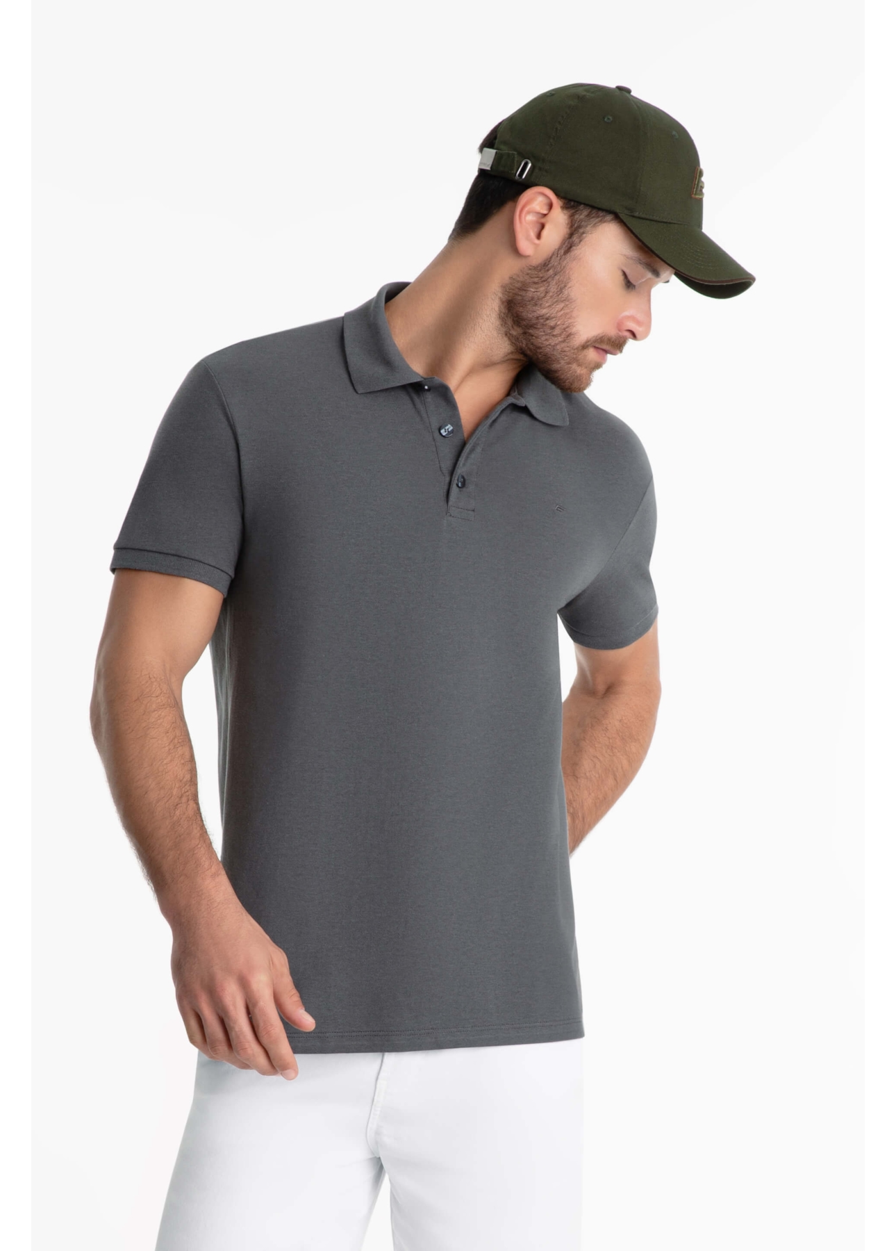Polo Piquet Melange Easa Classic Chumbo Mescla