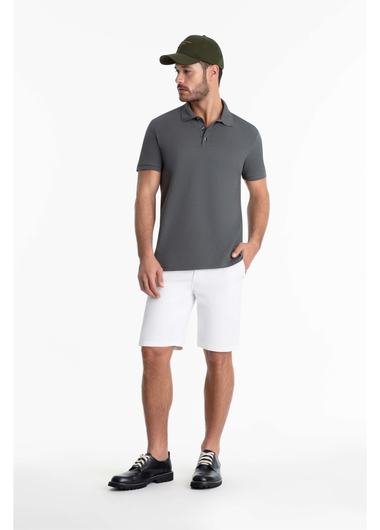 Polo Piquet Melange Easa Classic Chumbo Mescla