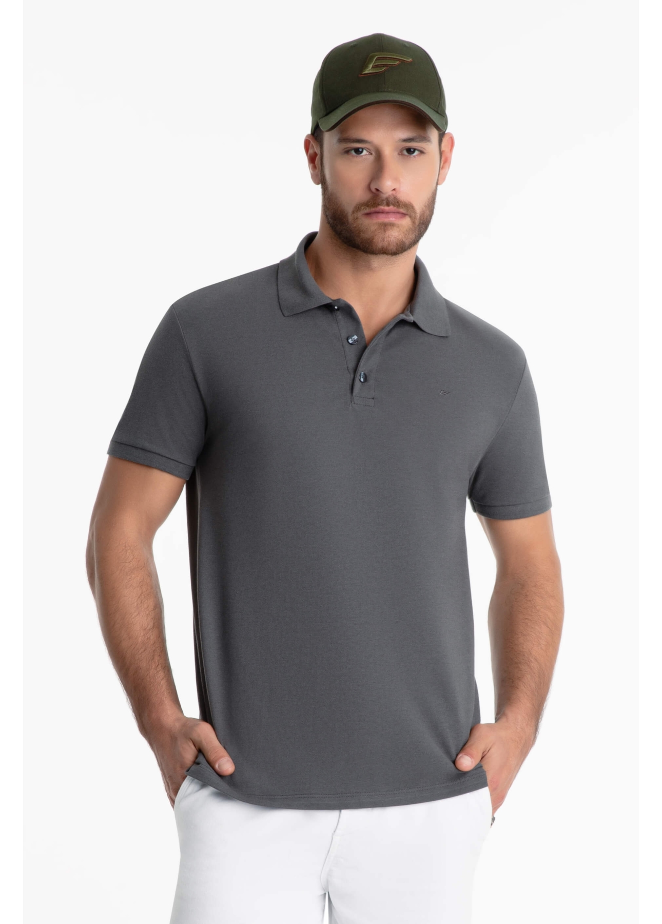 Polo Piquet Melange Easa Classic Chumbo Mescla