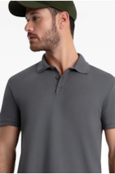 Polo Piquet Melange Easa Classic Chumbo Mescla