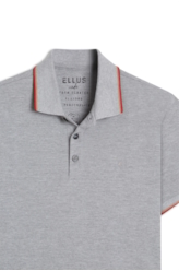 Polo Piquet Melange Easa Classic Cinza