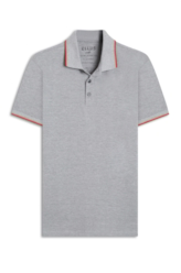 Polo Piquet Melange Easa Classic Cinza