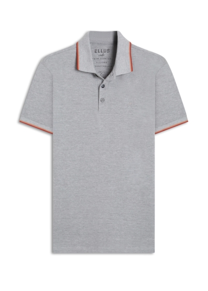 Polo Piquet Melange Easa Classic Cinza