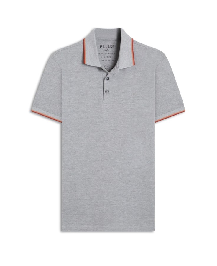 Polo Piquet Melange Easa Classic Cinza