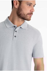 Polo Piquet Melange Easa Classic Cinza Mescla