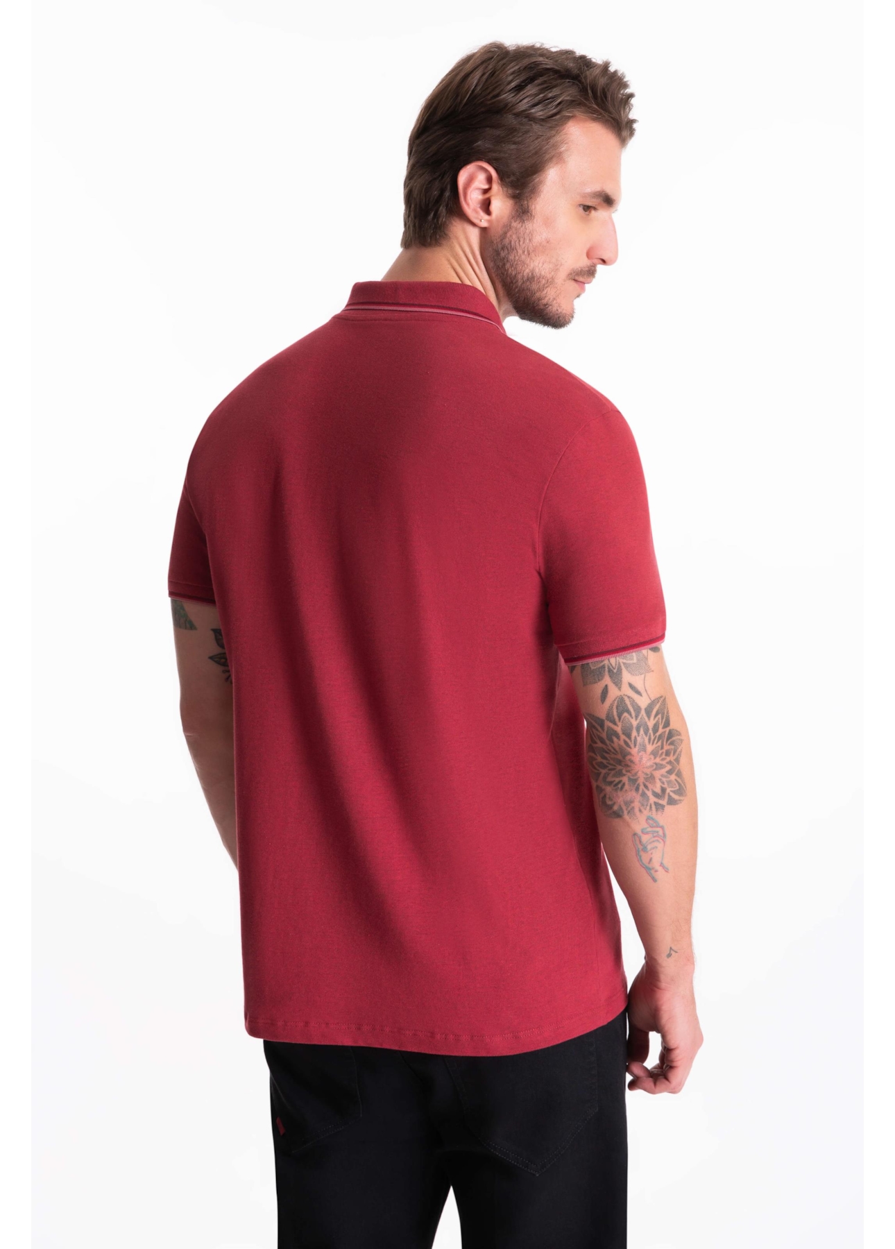 Polo Piquet Melange Easa Classic Vermelho