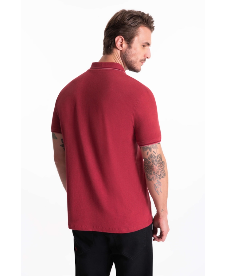 Polo Piquet Melange Easa Classic Vermelho