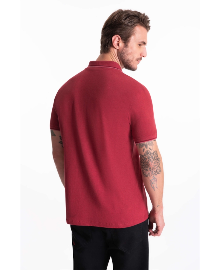 Polo Piquet Melange Easa Classic Vermelho