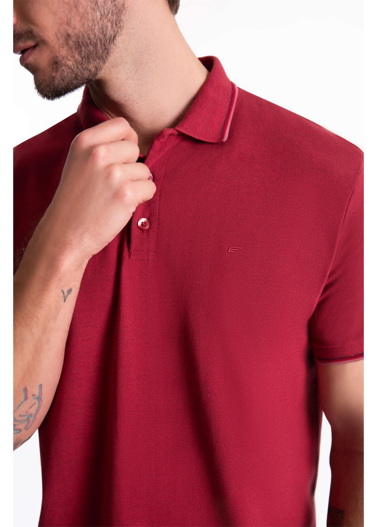 Polo Piquet Melange Easa Classic Vermelho