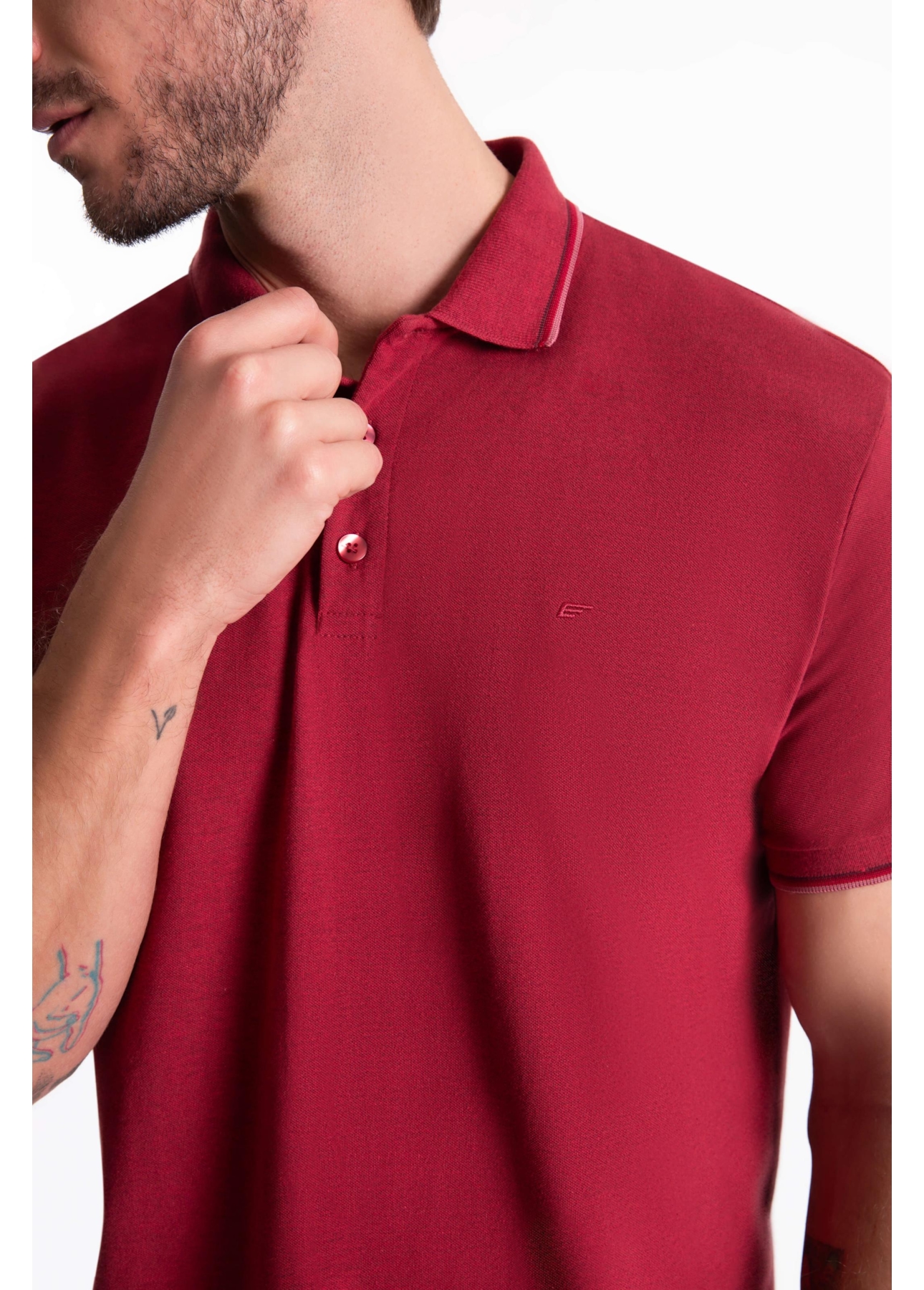 Polo Piquet Melange Easa Classic Vermelho